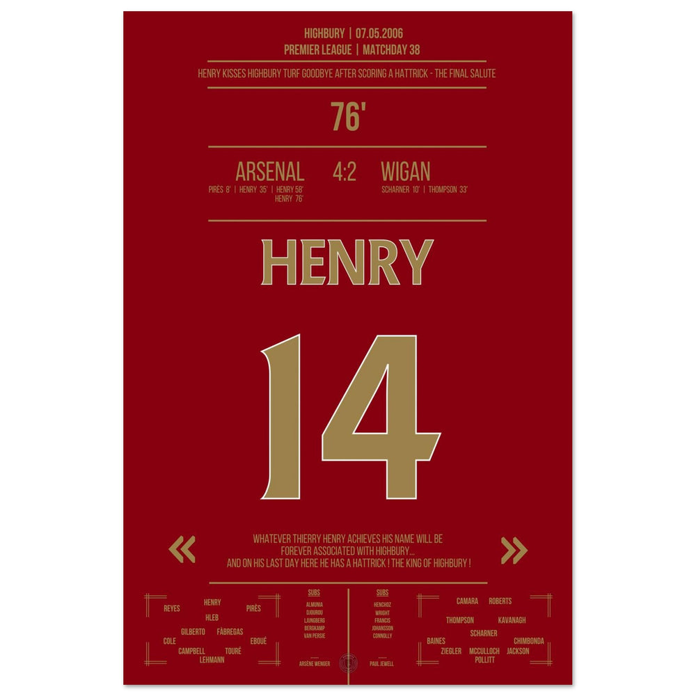 Thierry Henry Hattrick Ultima Partita A Highbury Arsenal - Wigan - L'Ultimo Saluto