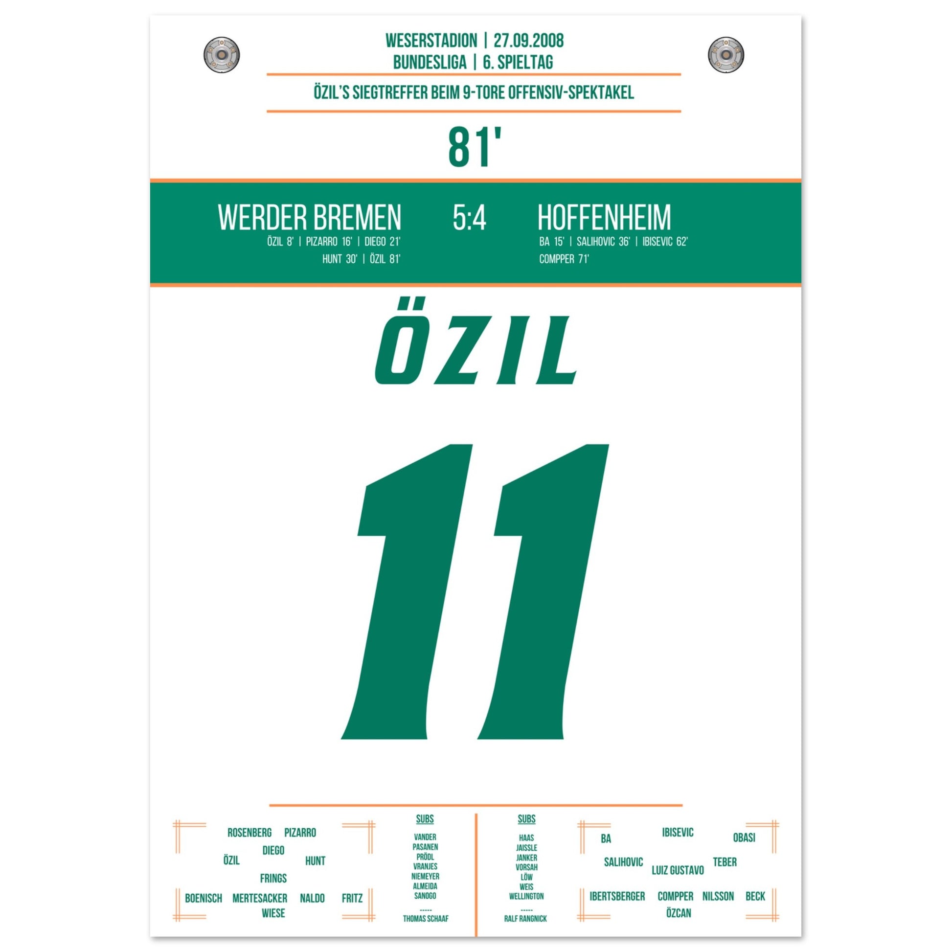 Özil's Siegtreffer bei 9-Tore Spektakel gegen Hoffenheim A4-21x29.7-cm-8x12-Ohne-Rahmen