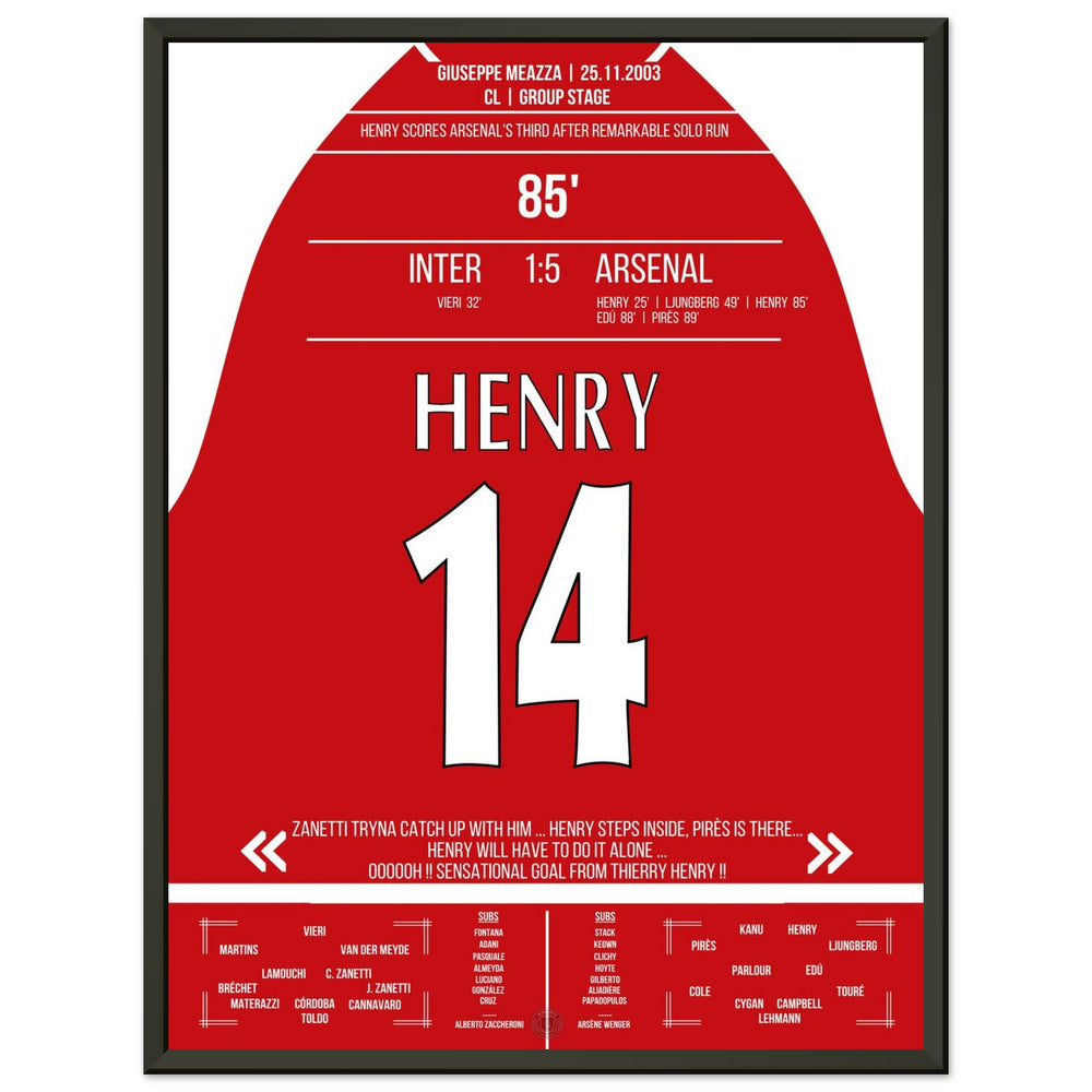 Henry contro la difesa dell'Inter da solo nella vittoria esterna dell'Arsenal per 5-1.
