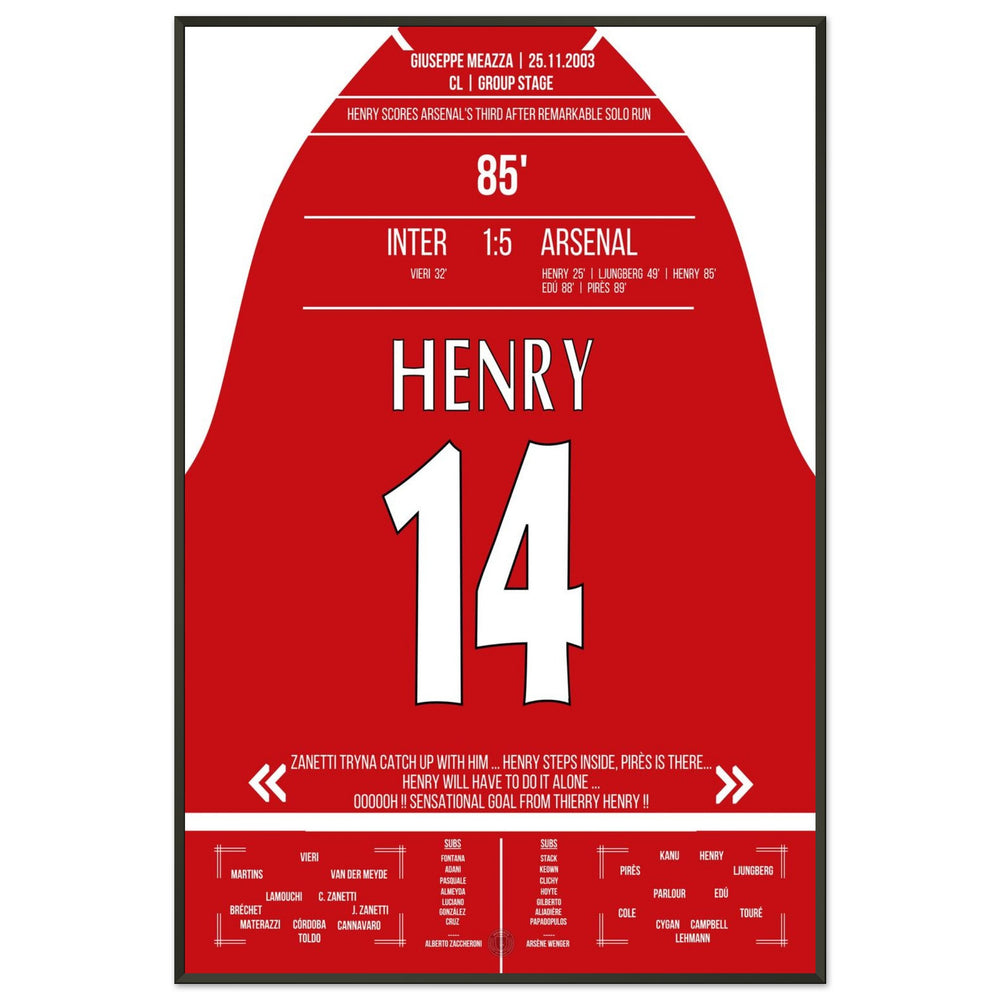 Henry contro la difesa dell'Inter da solo nella vittoria esterna dell'Arsenal per 5-1.