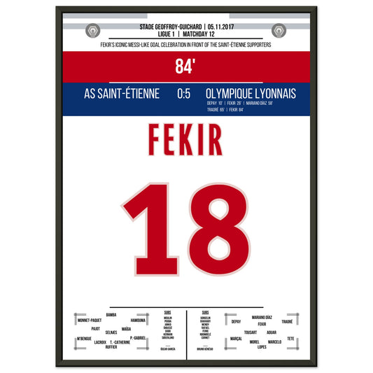 Fekir's Torjubel gegen Saint-Etienne in 2017 50x70-cm-20x28-Schwarzer-Aluminiumrahmen