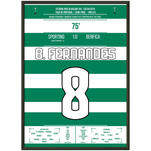 Bruno Fernandes schießt Sporting im Derby ins Pokalfinale 2019 50x70-cm-20x28-Schwarzer-Aluminiumrahmen