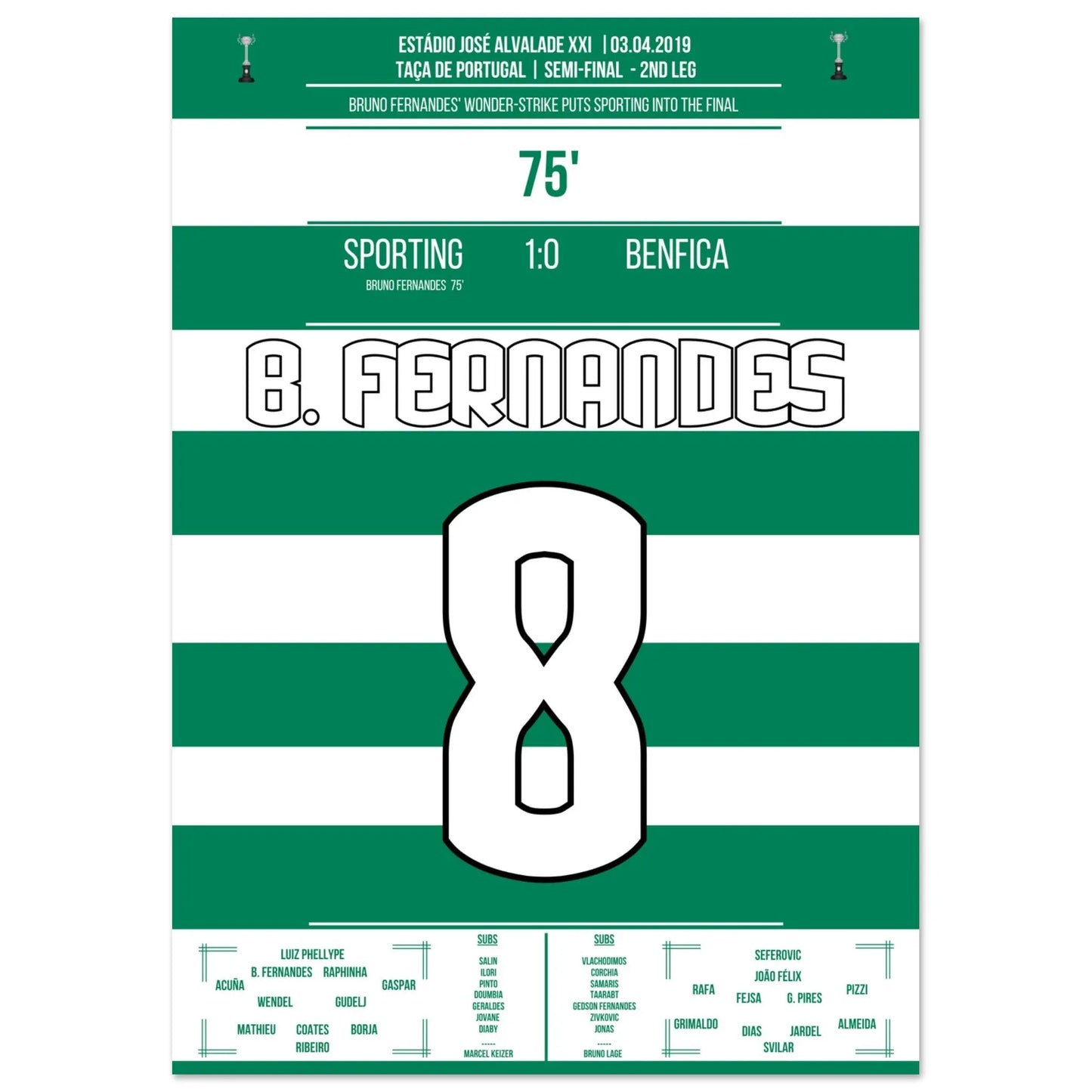 Bruno Fernandes porta lo Sporting in finale di Coppa nel derby del 2019.