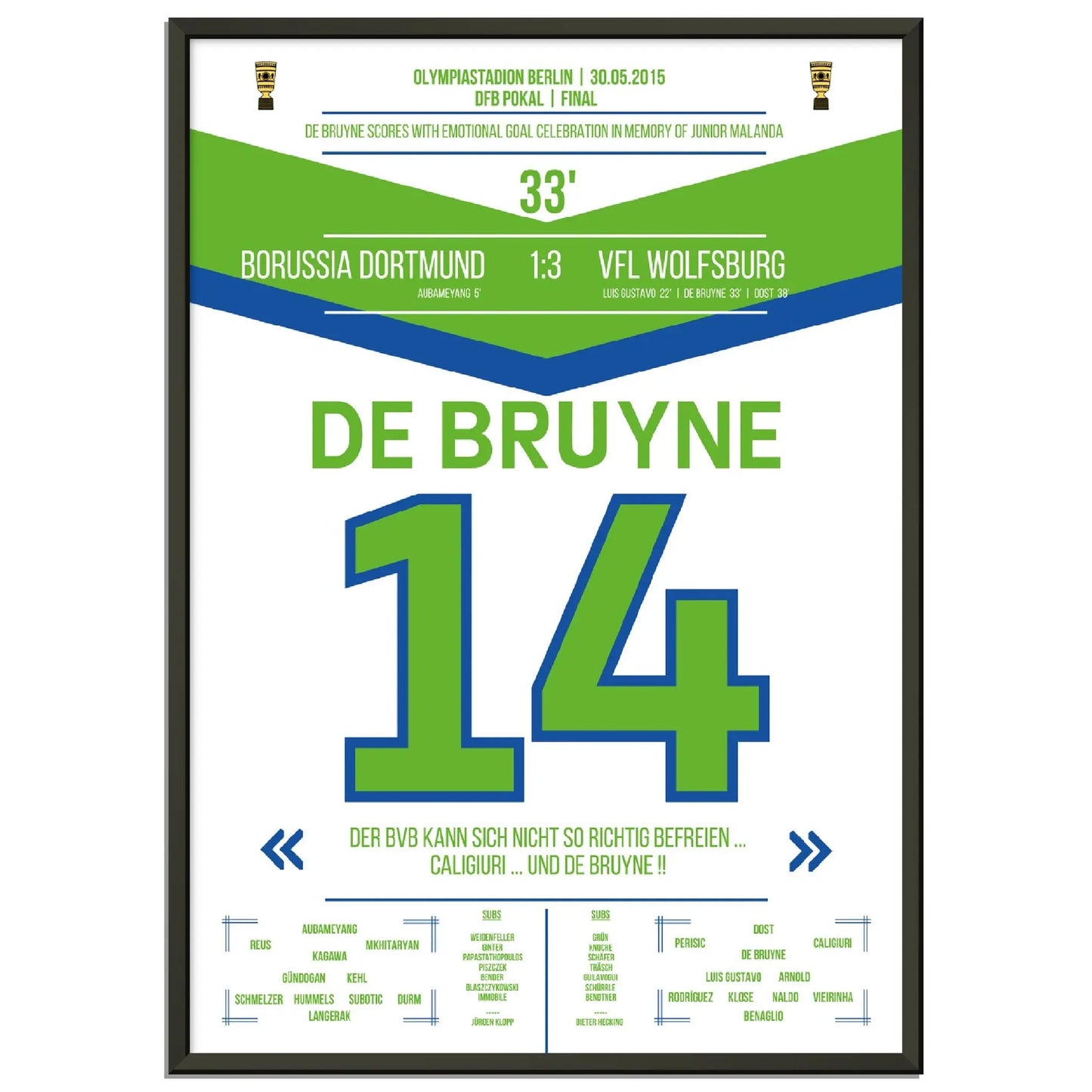 De Bruyne führt die Wölfe zum DFB Pokal-Sieg 2015 gegen Dortmund 