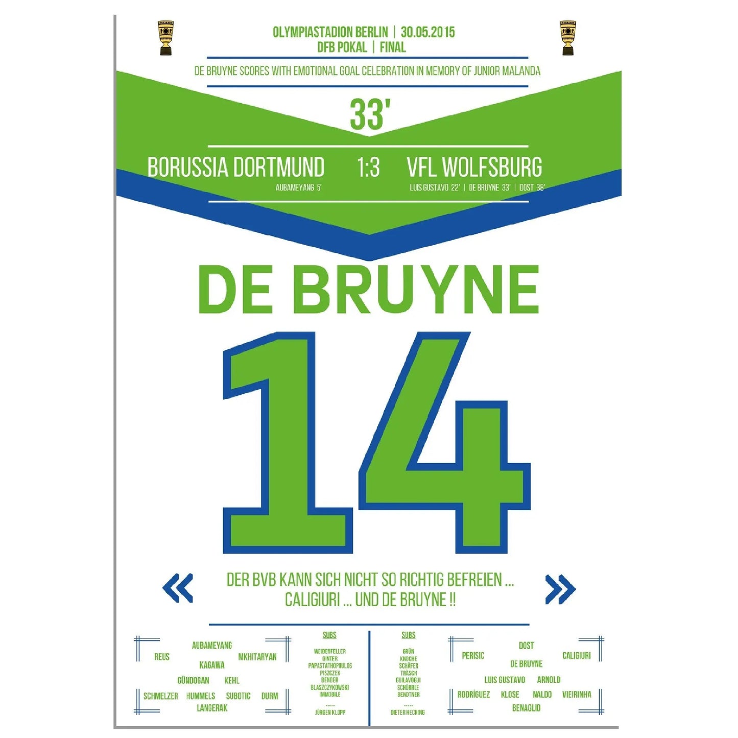 De Bruyne führt die Wölfe zum DFB Pokal-Sieg 2015 gegen Dortmund 