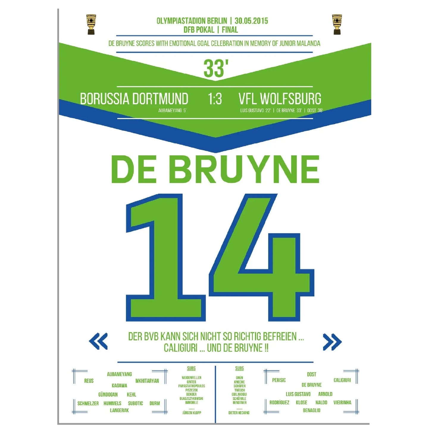 De Bruyne führt die Wölfe zum DFB Pokal-Sieg 2015 gegen Dortmund 