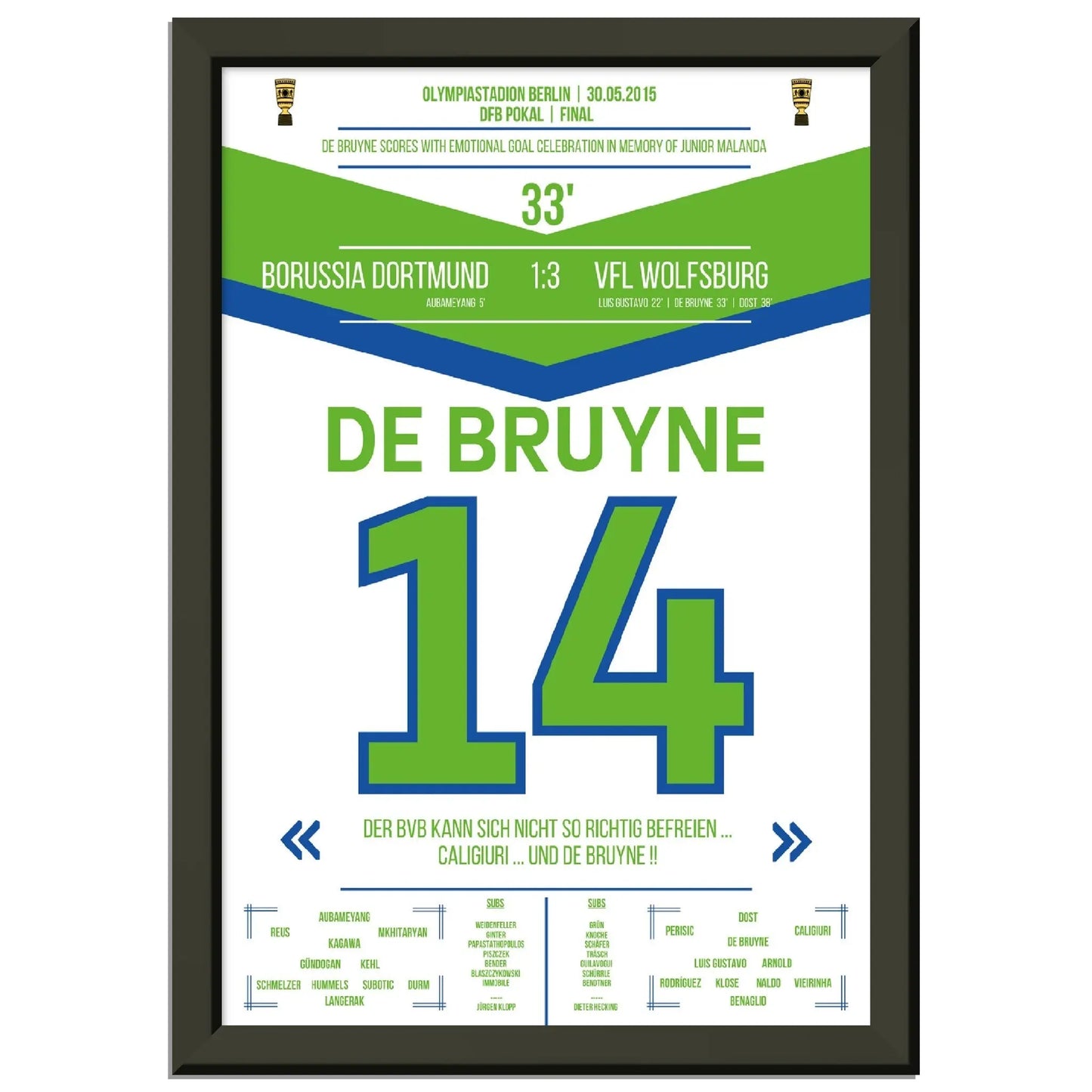 De Bruyne führt die Wölfe zum DFB Pokal-Sieg 2015 gegen Dortmund 