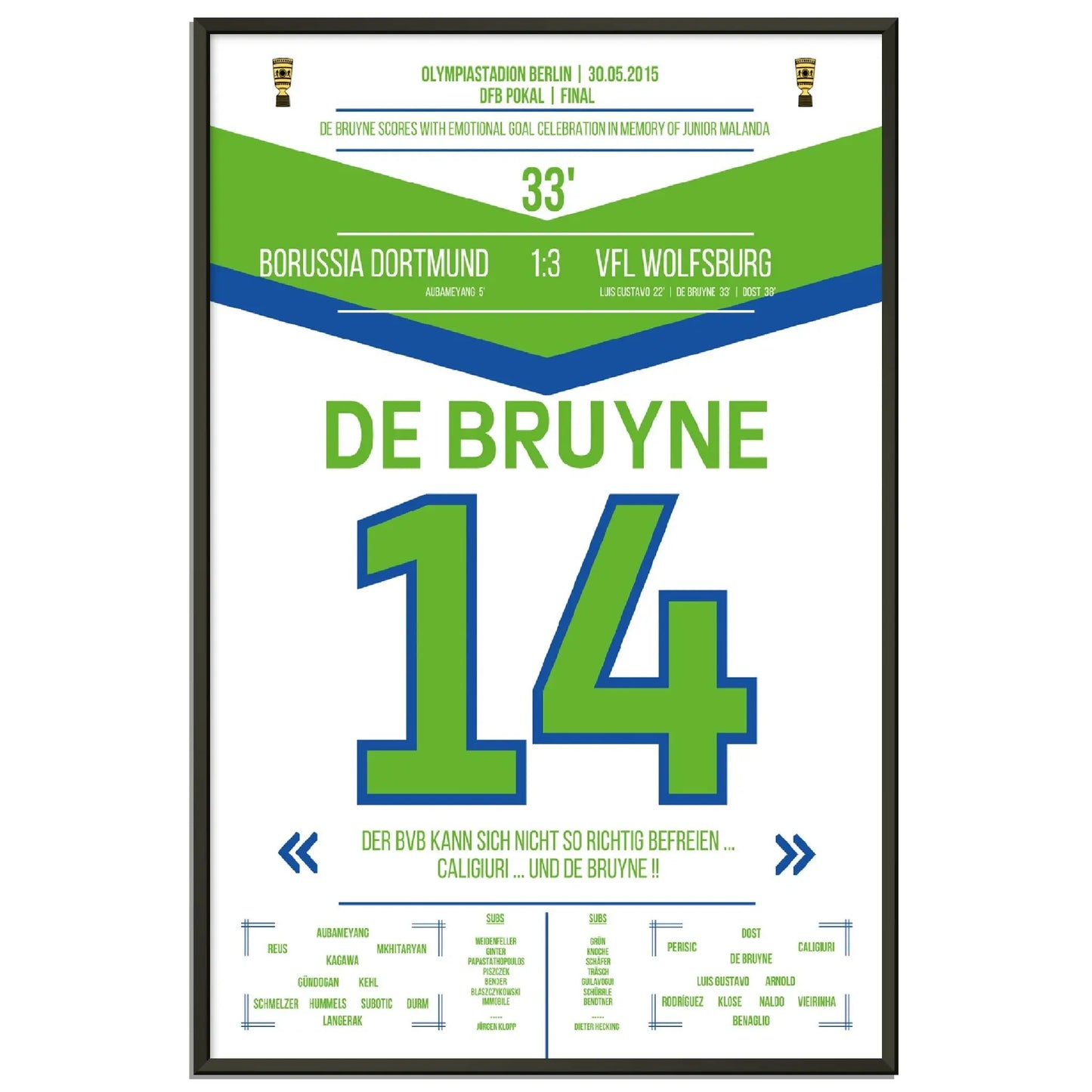 De Bruyne führt die Wölfe zum DFB Pokal-Sieg 2015 gegen Dortmund 