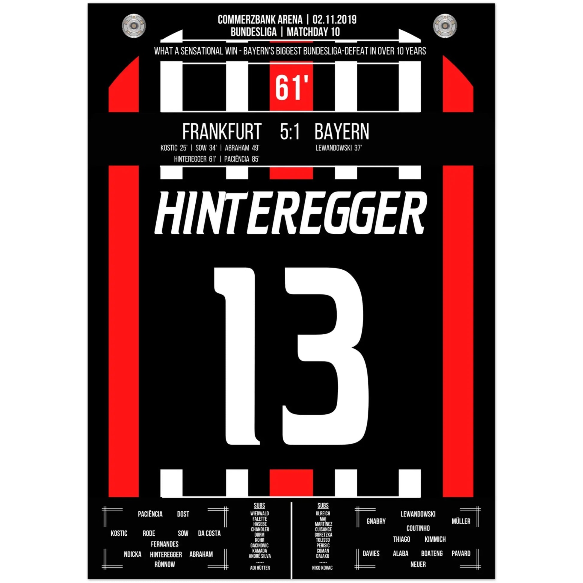 Frankfurt's 5:1 Sieg gegen Bayern in 2019 A4-21x29.7-cm-8x12-Ohne-Rahmen