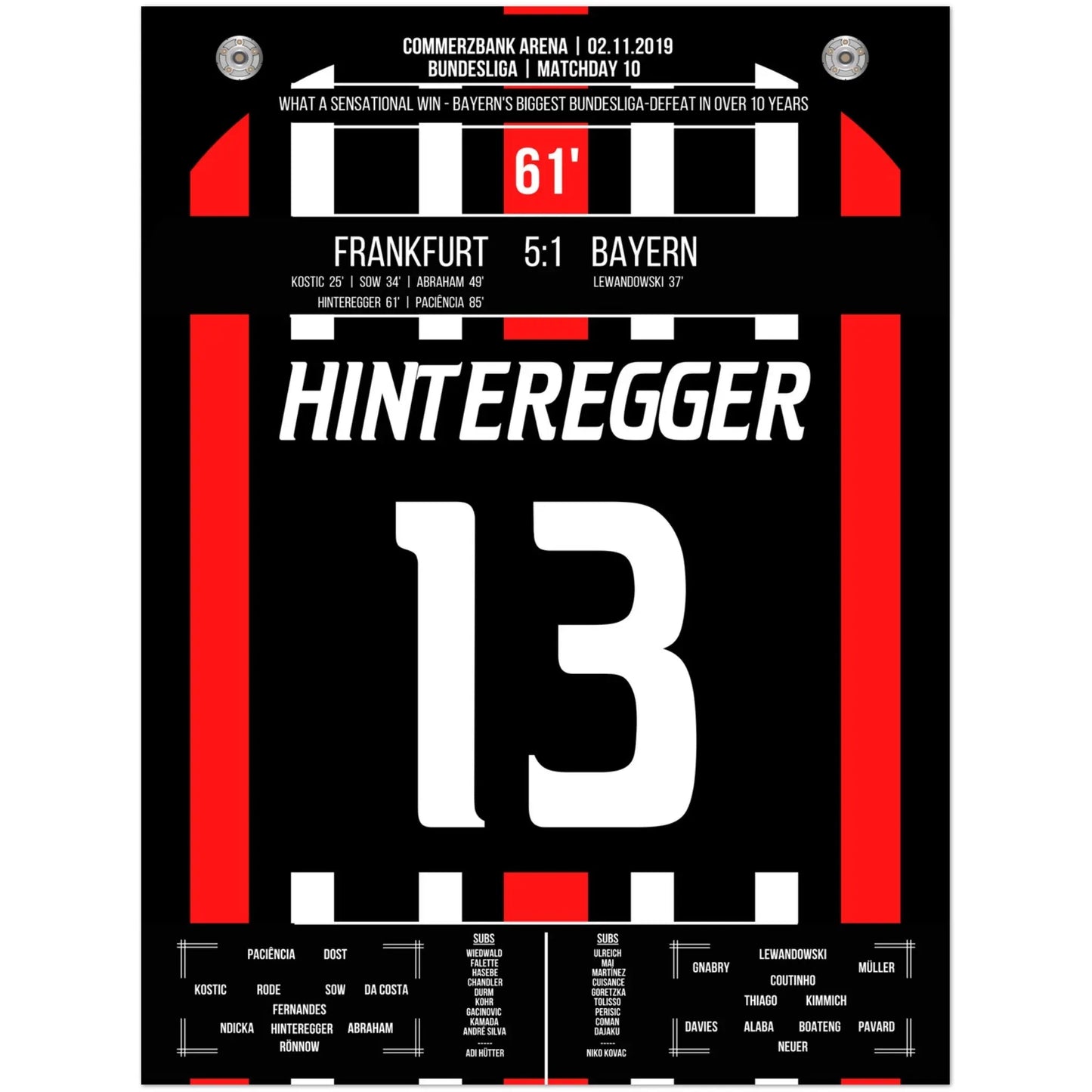 Frankfurt's 5:1 Sieg gegen Bayern in 2019 45x60-cm-18x24-Ohne-Rahmen
