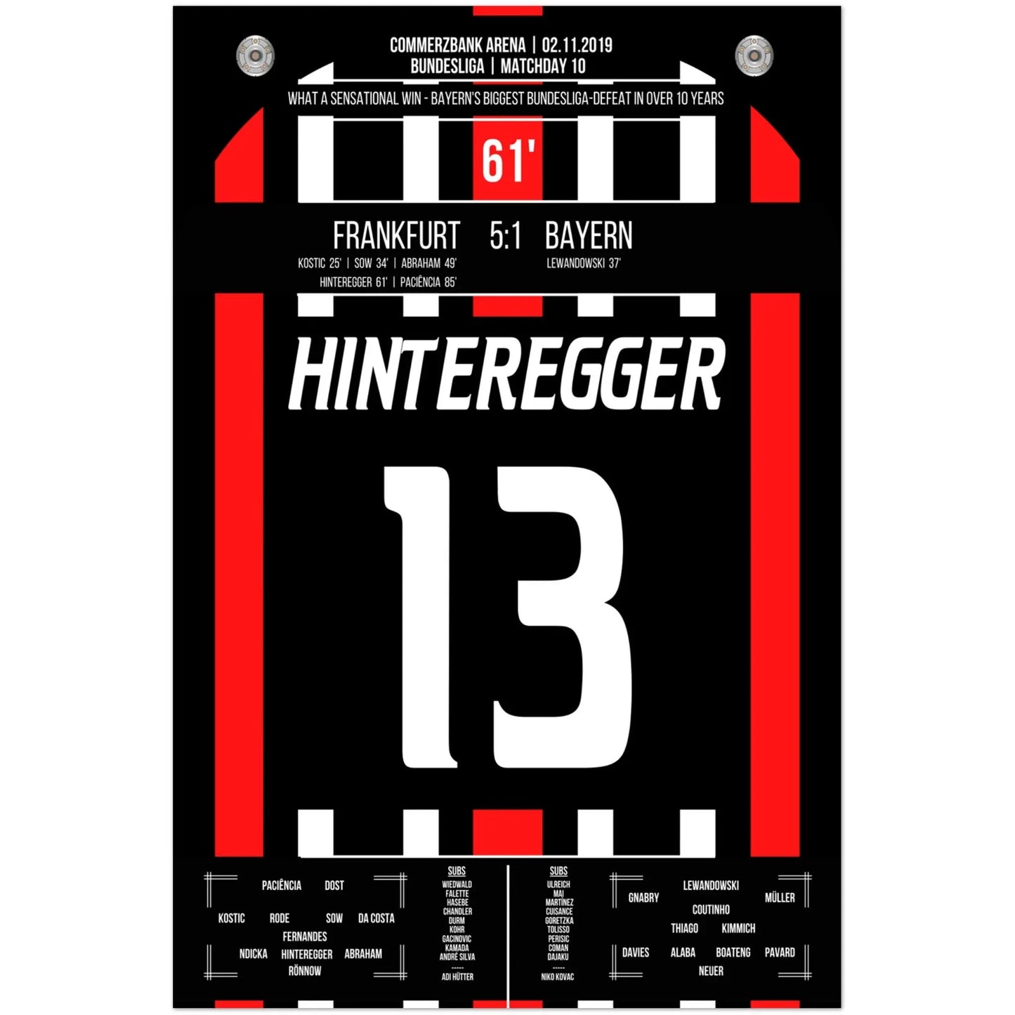 Frankfurt's 5:1 Sieg gegen Bayern in 2019 60x90-cm-24x36-Ohne-Rahmen