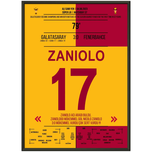 Galatasaray feiert die Meisterschaft im zweitem Derbysieg gegen Fenerbahce 2023 50x70-cm-20x28-Schwarzer-Aluminiumrahmen