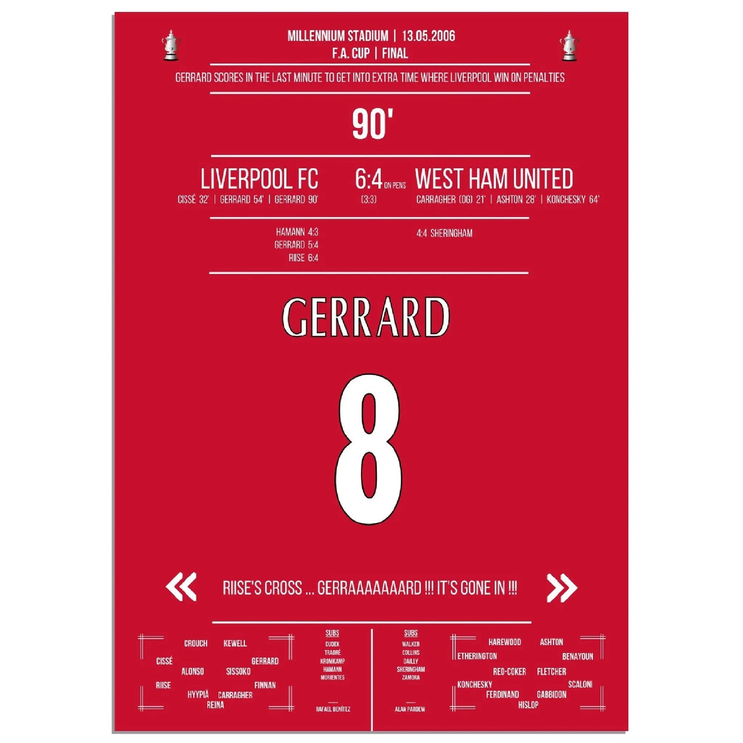 Gerrard rettet Liverpool in die Verlängerung im FA Cup Finale in 2006 gegen West Ham 