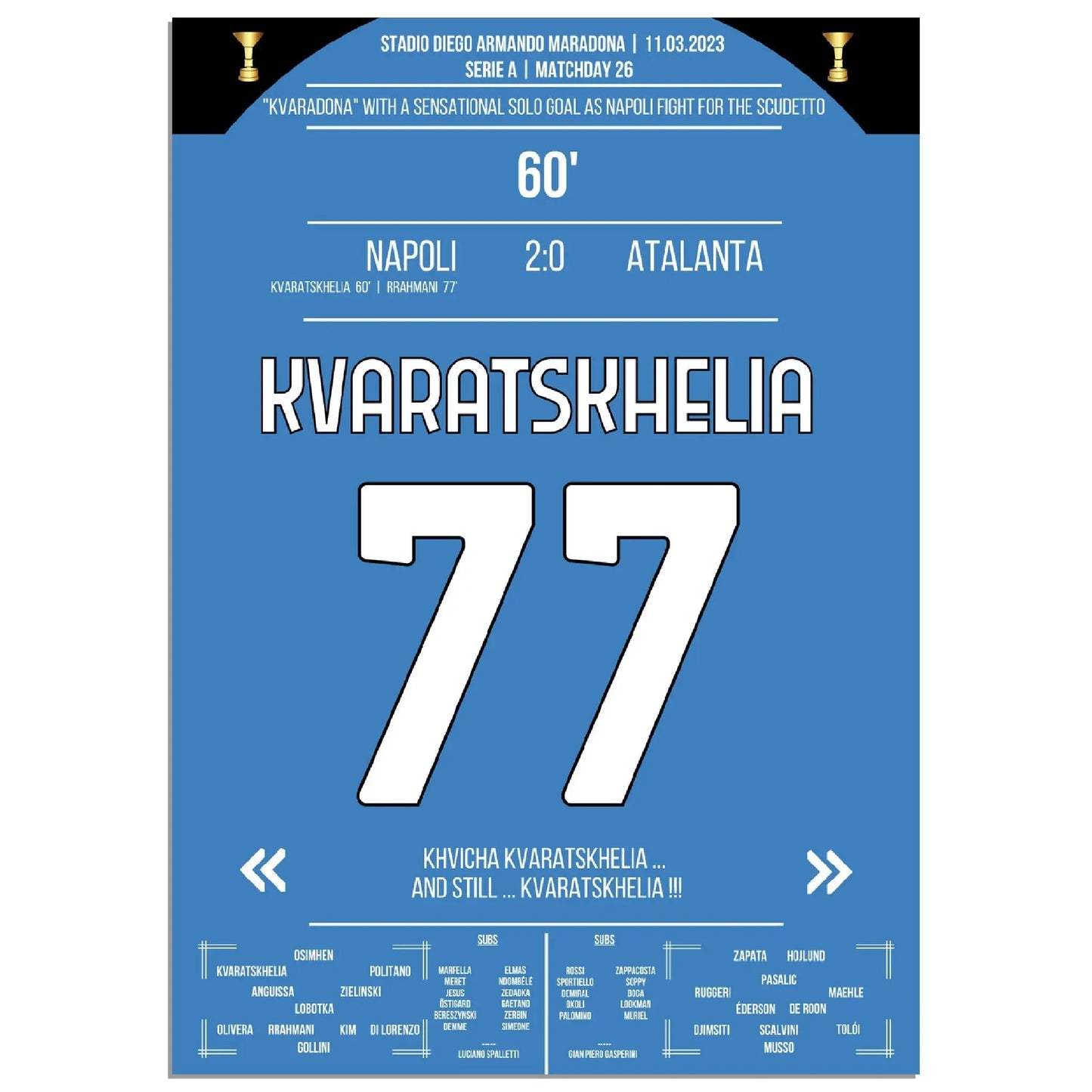 Kvaratskhelia mit phänomenalen Solo-Tor gegen Atalanta im Rennen um den Scudetto 2023 