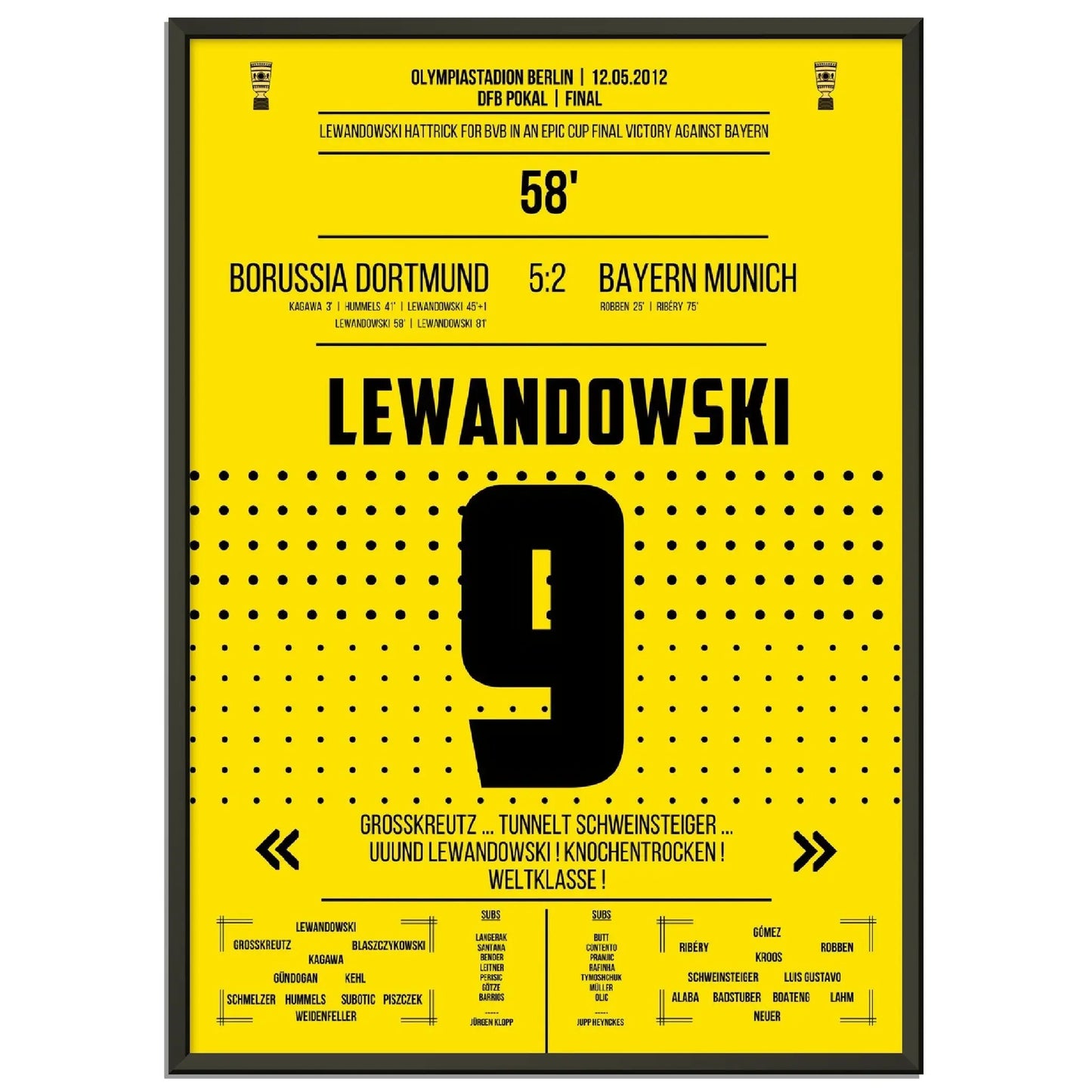 Lewandowski Hattrick im DFB Pokal Finale gegen Bayern 2012 
