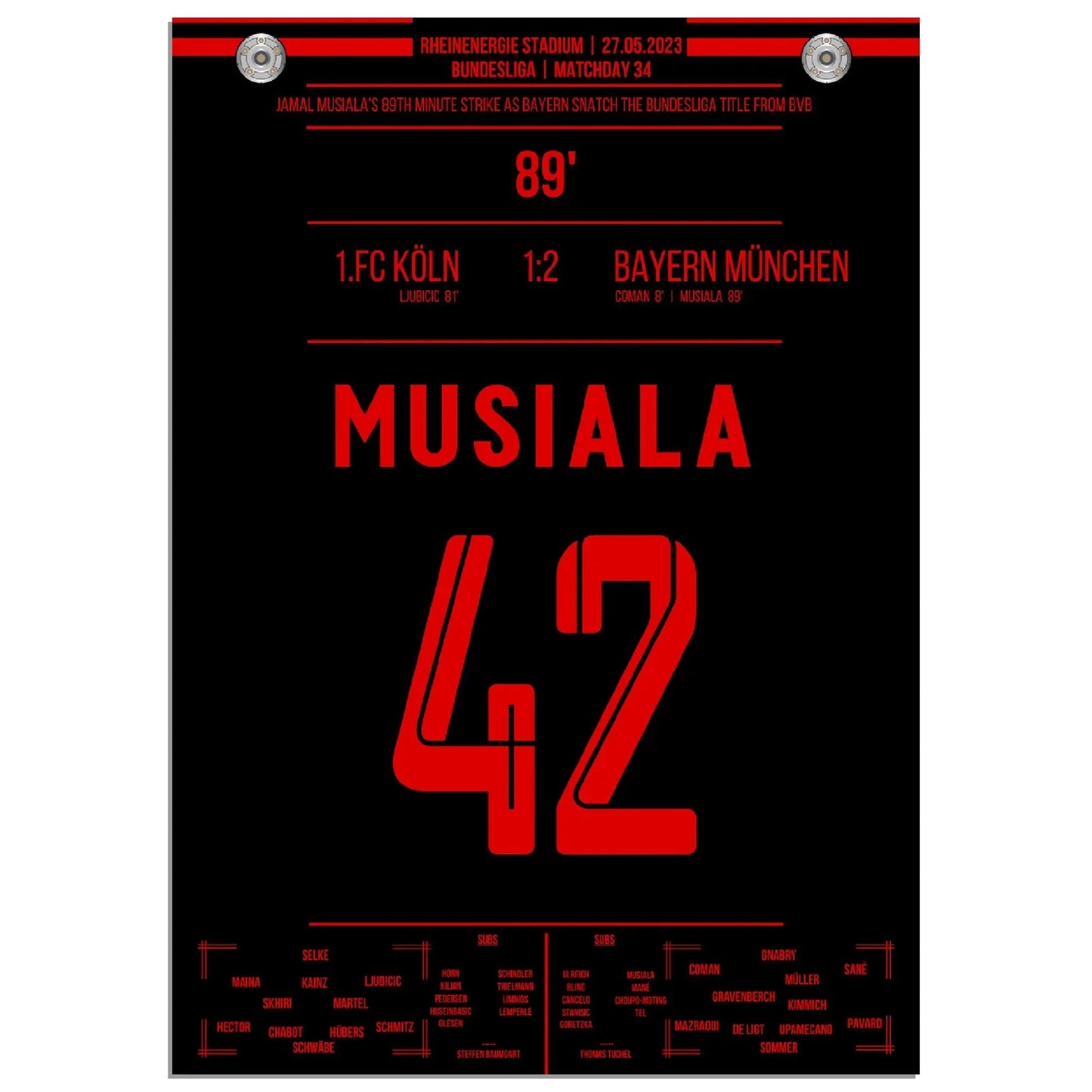 Musiala's Traumtor zur 11. Meisterschaft in Folge 2023 A4-21x29.7-cm-8x12-Ohne-Rahmen