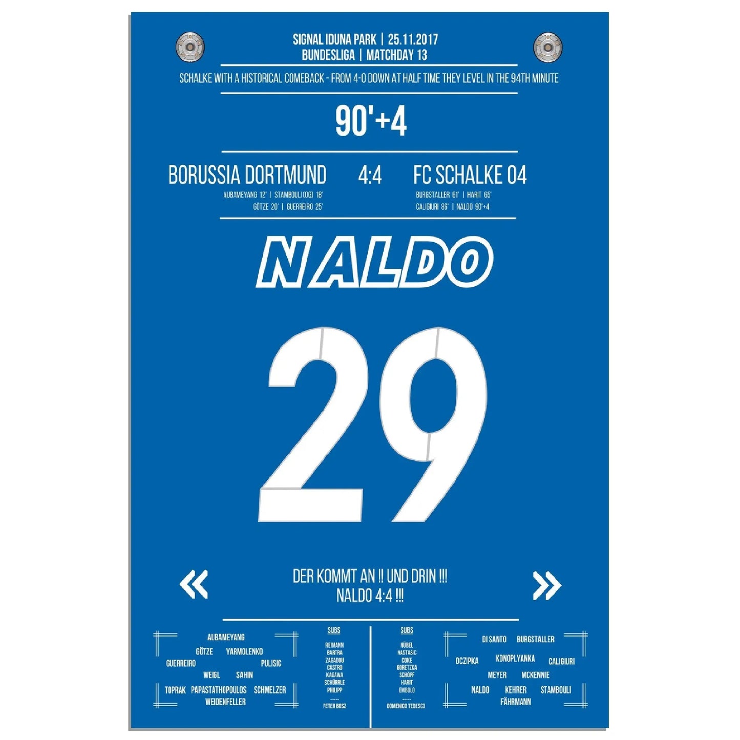 Naldos Ausgleich bei wilder Aufholjagd im Revierderby 