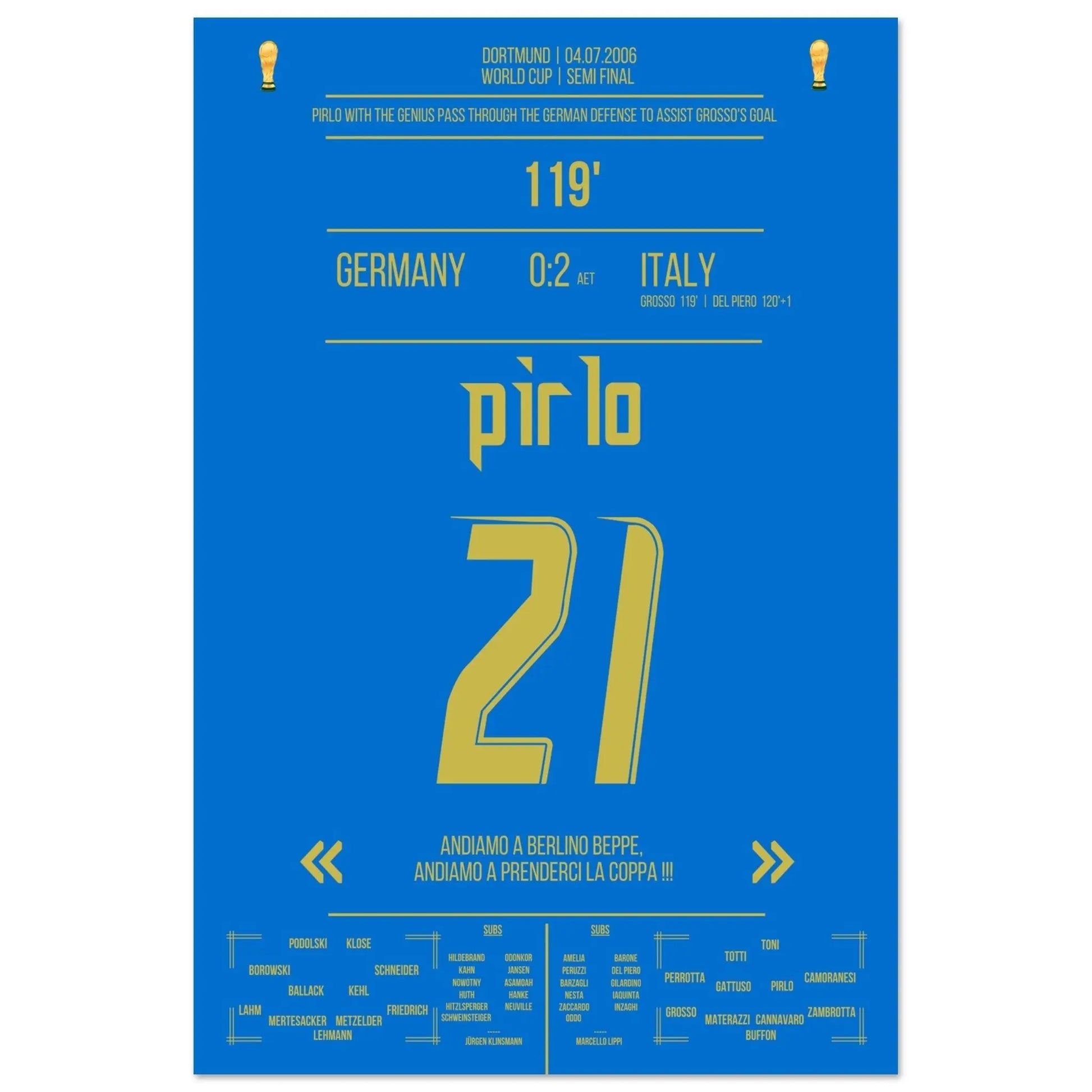 Pirlo's Traumpass durch die deutsche Defensive zum 1:0 durch Grosso 60x90-cm-24x36-Ohne-Rahmen