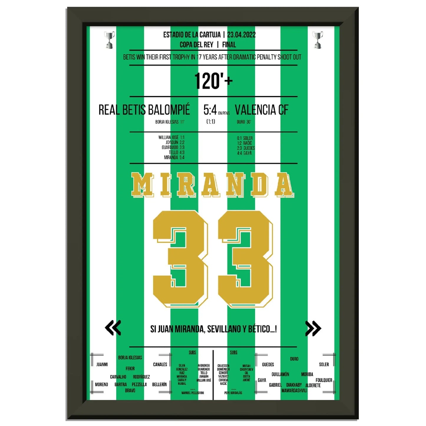 Real Betis gewinnt zum dritten Mal die Copa Del Rey im Finale gegen Valencia 2022 