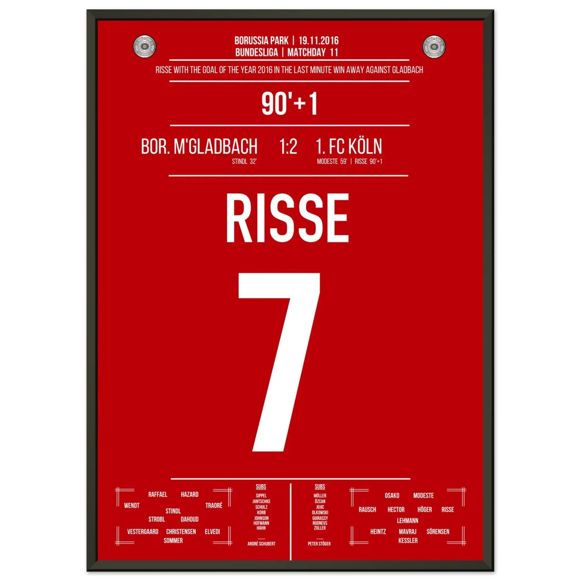 Risse's Tor des Jahres 2016 im Derby gegen Mönchengladbach 50x70-cm-20x28-Schwarzer-Aluminiumrahmen