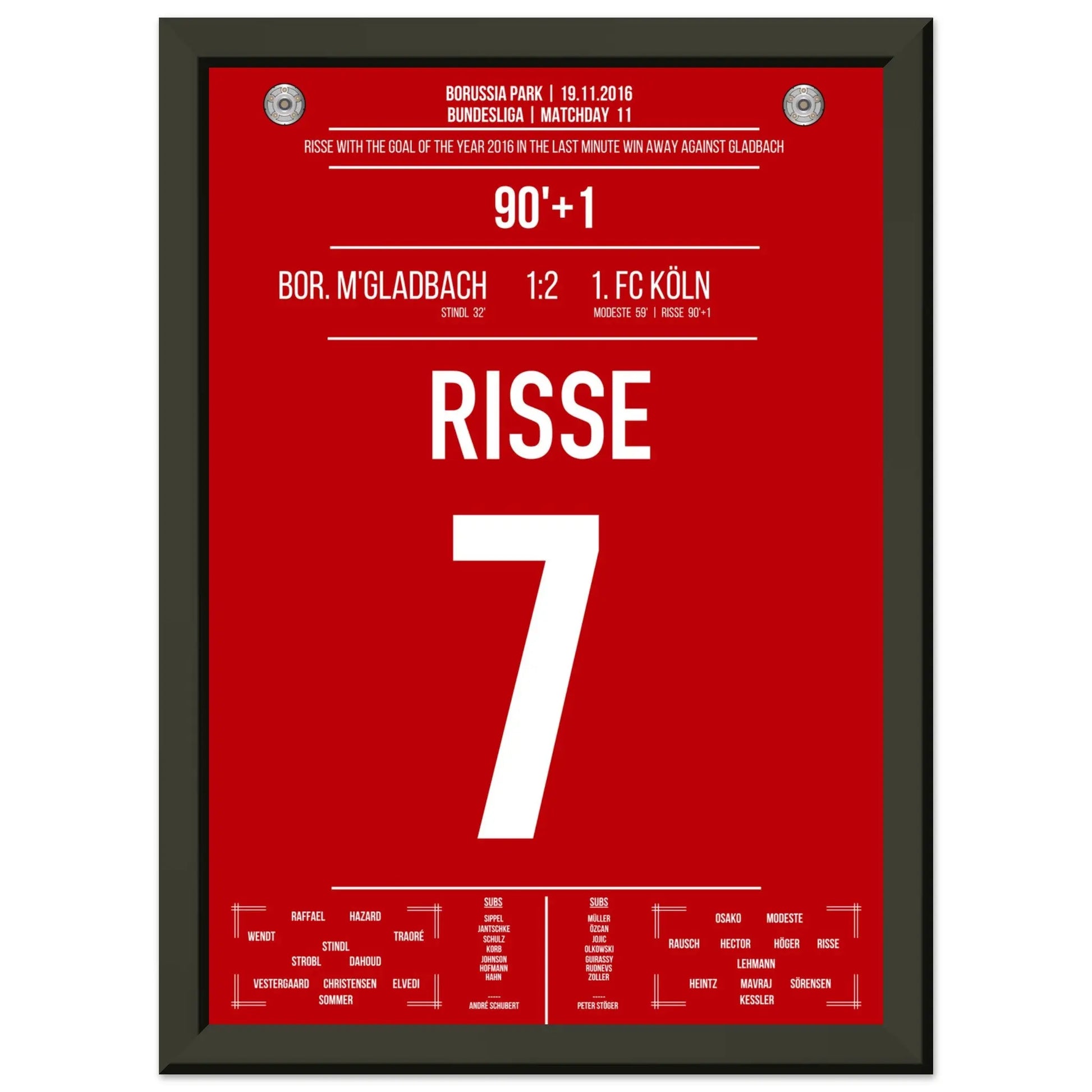 Risse's Tor des Jahres 2016 im Derby gegen Mönchengladbach A4-21x29.7-cm-8x12-Schwarzer-Aluminiumrahmen