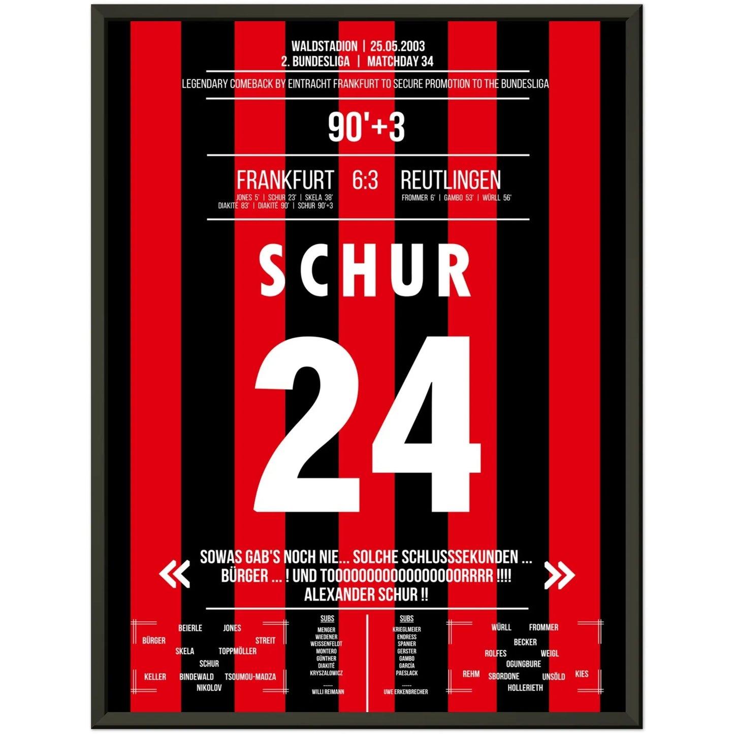 Schur krönt legendäre Aufholjagd gegen Reutlingen 2003 