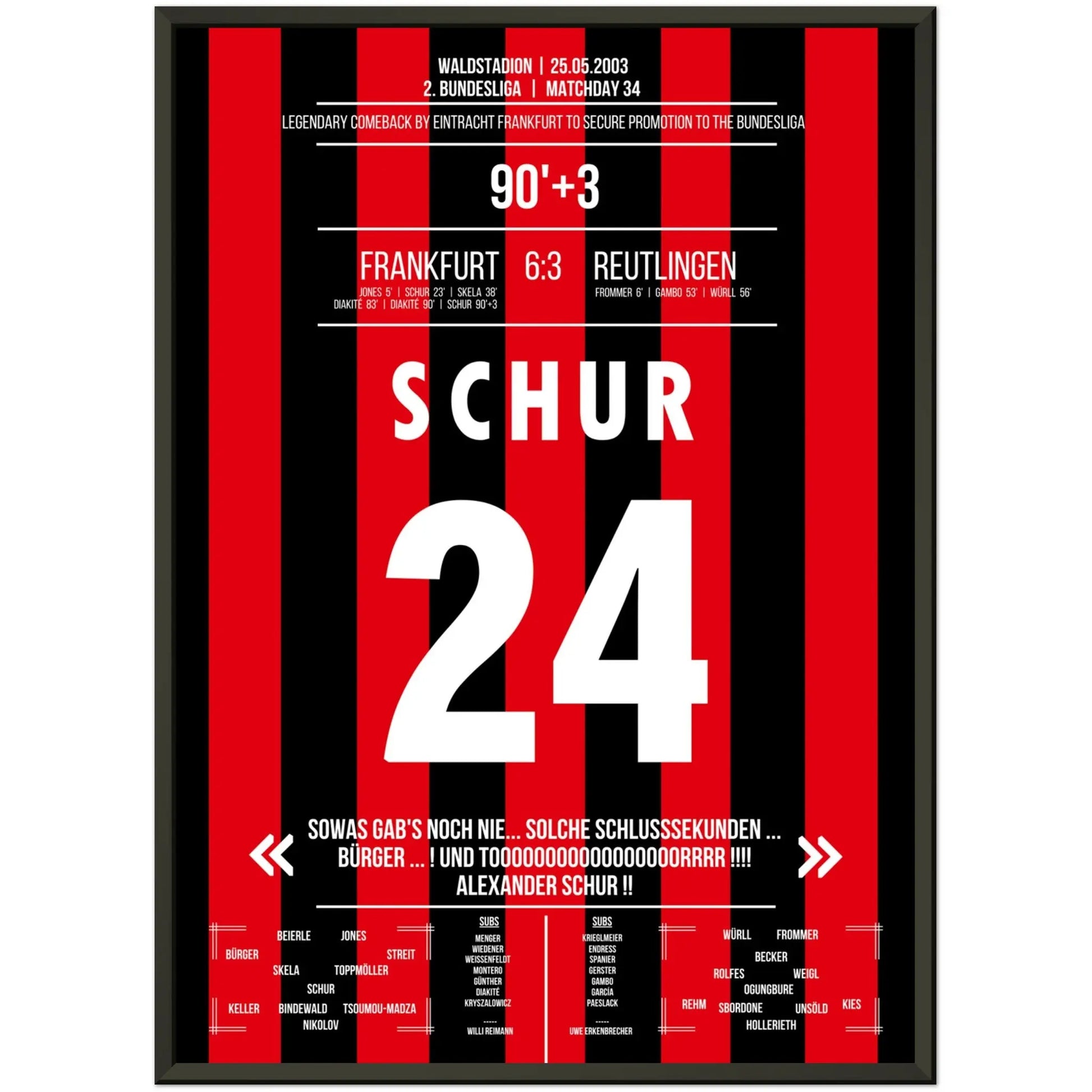 Schur krönt legendäre Aufholjagd gegen Reutlingen 2003 