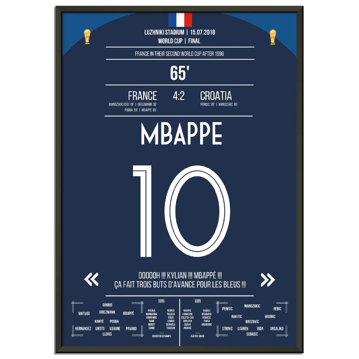 Superstar Mbappé mit dem vorentscheidenden Tor im WM Finale 2018 gegen Kroatien 