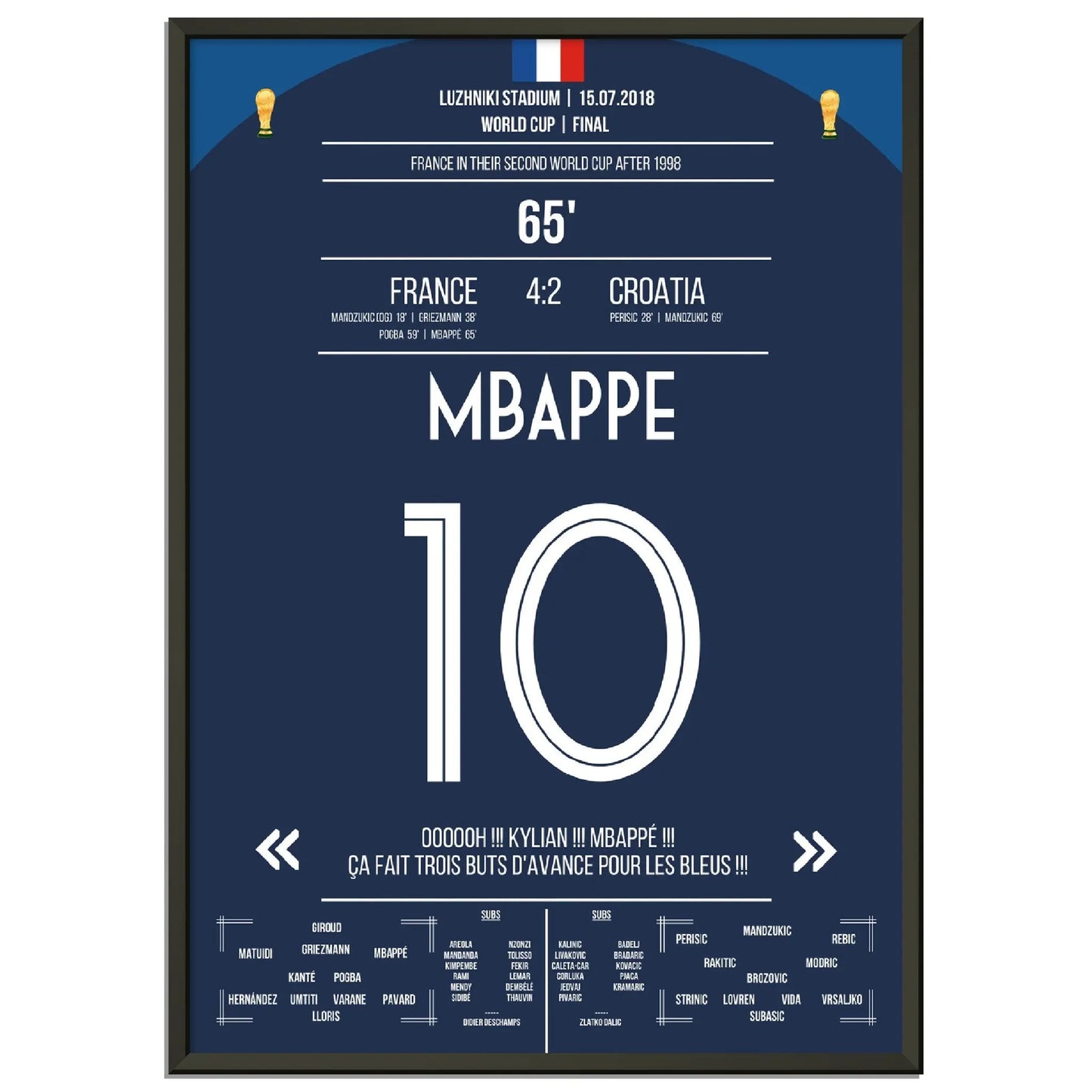 Superstar Mbappé mit dem vorentscheidenden Tor im WM Finale 2018 gegen Kroatien 