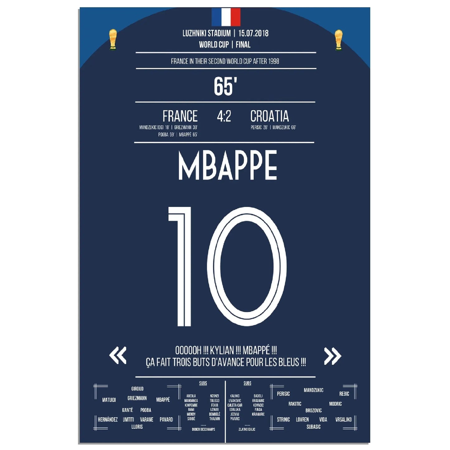 Superstar Mbappé mit dem vorentscheidenden Tor im WM Finale 2018 gegen Kroatien 