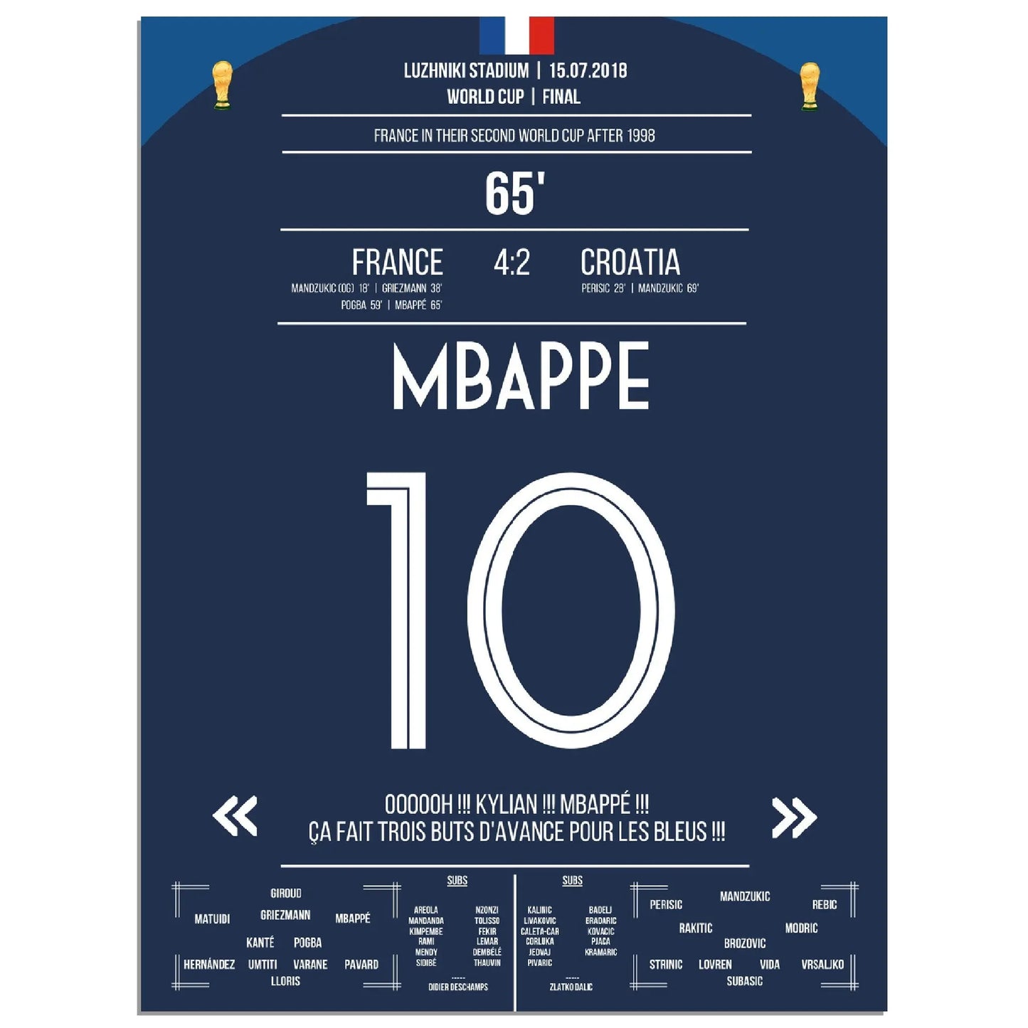 Superstar Mbappé mit dem vorentscheidenden Tor im WM Finale 2018 gegen Kroatien 