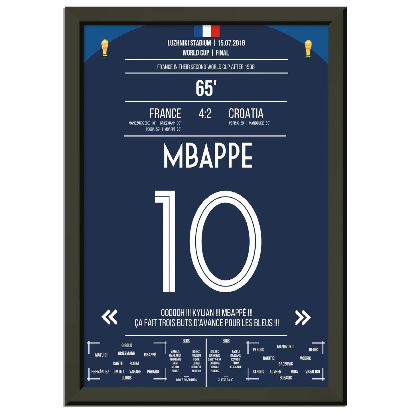 Superstar Mbappé mit dem vorentscheidenden Tor im WM Finale 2018 gegen Kroatien 