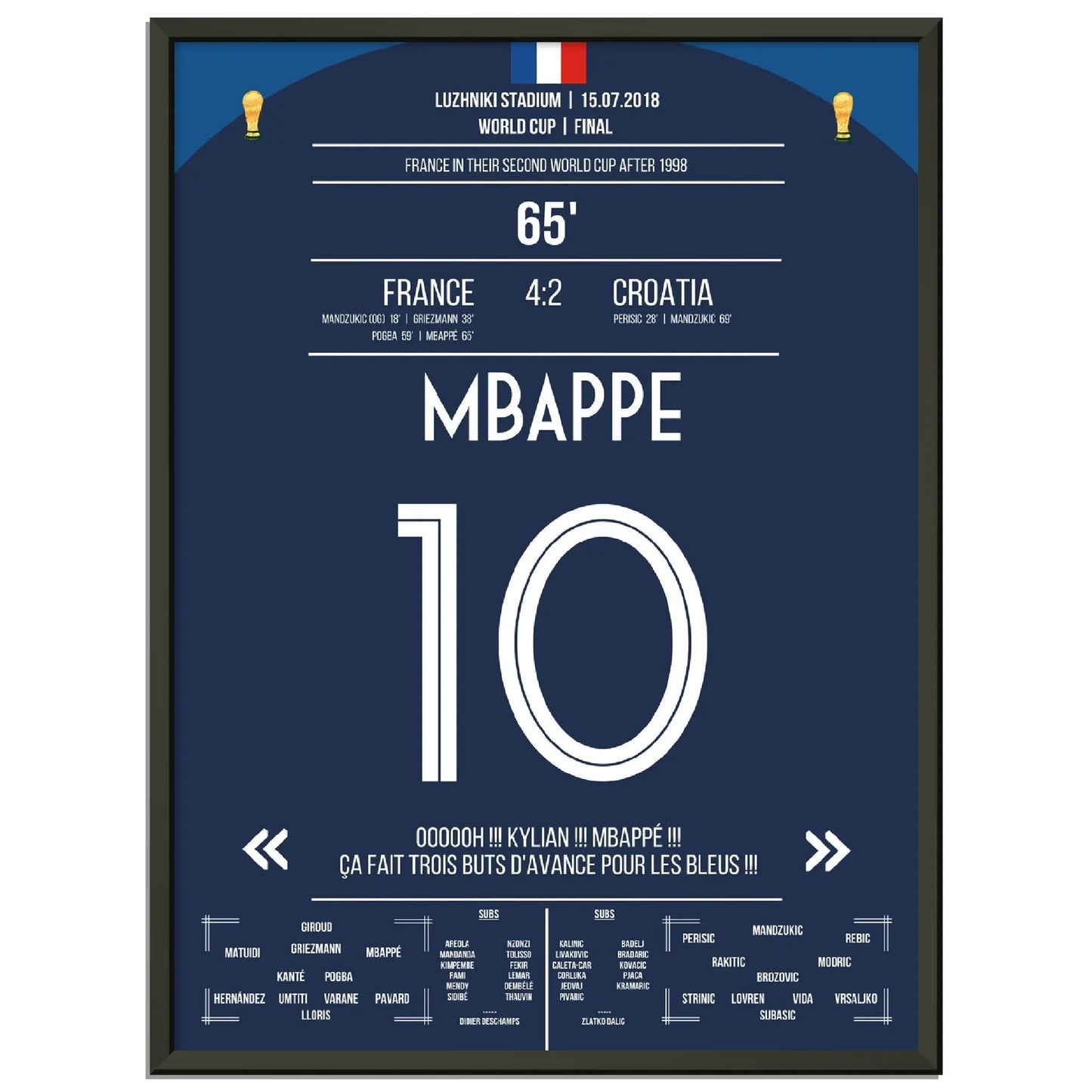 Superstar Mbappé mit dem vorentscheidenden Tor im WM Finale 2018 gegen Kroatien 