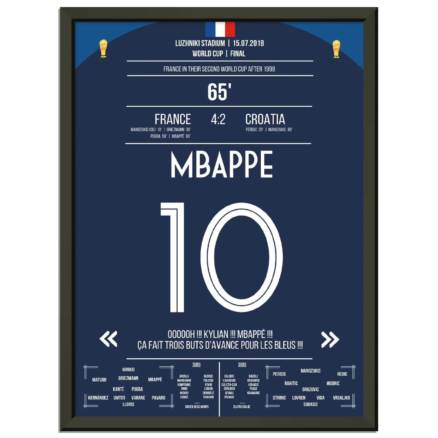 Superstar Mbappé mit dem vorentscheidenden Tor im WM Finale 2018 gegen Kroatien 