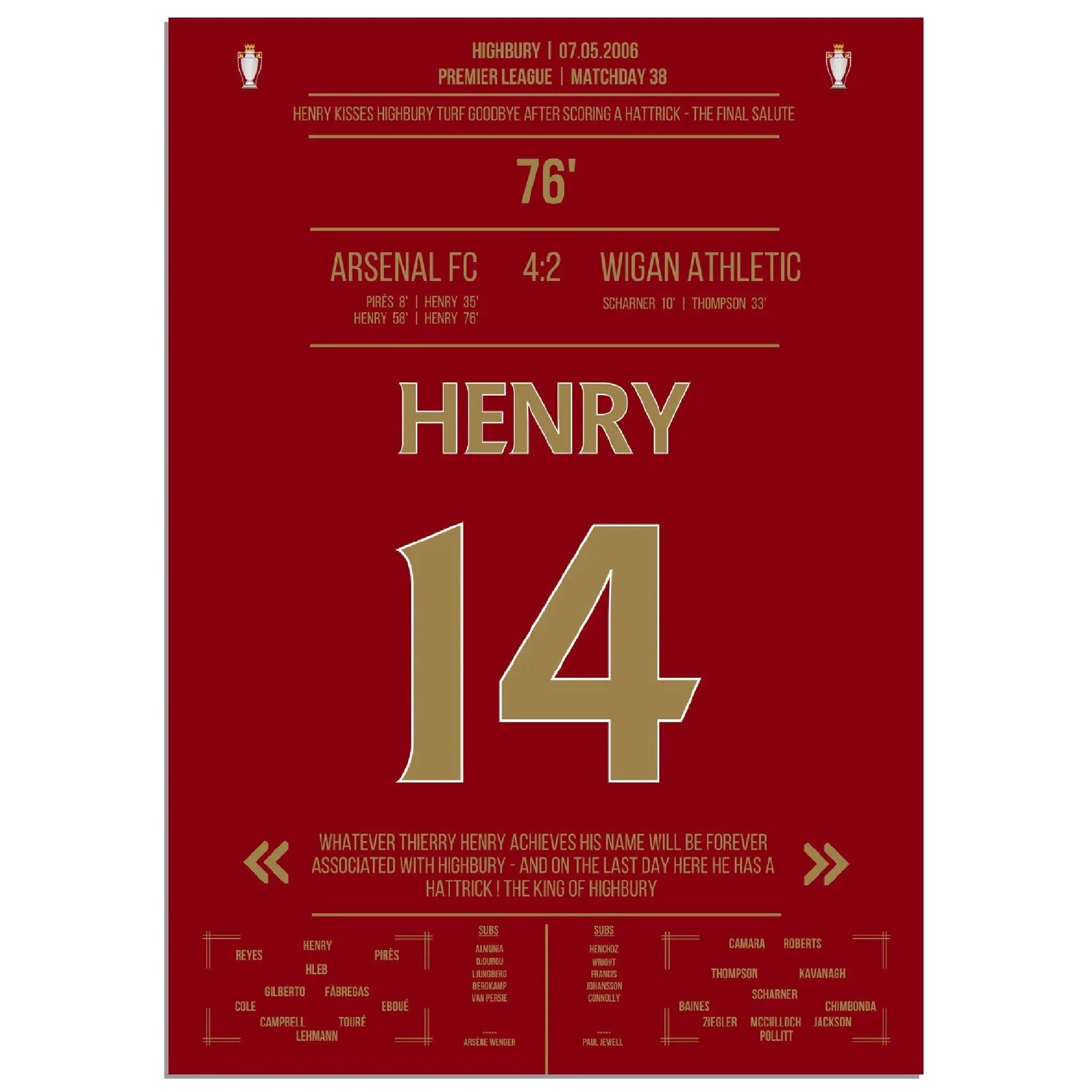 Thierry Henry Hattrick Last Game At Highbury Arsenal - Wigan - The Final Salute 