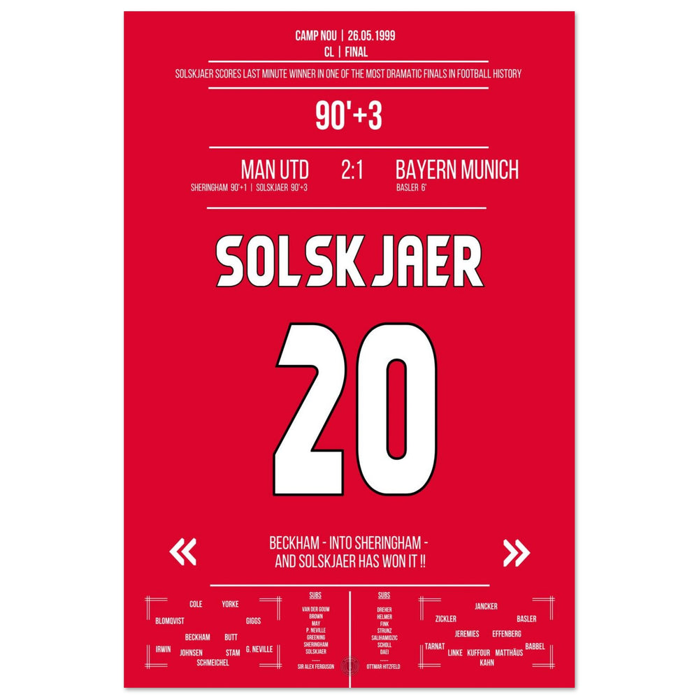 Solskjaer marca en la remontada más memorable de la historia en la final de 1999 contra <tc>Bayern</tc>