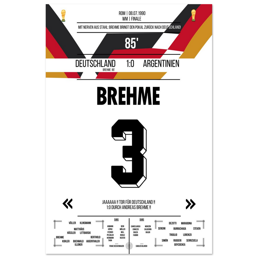 Il rigore di Brehme contro l'Argentina nella finale dei Mondiali del 1990