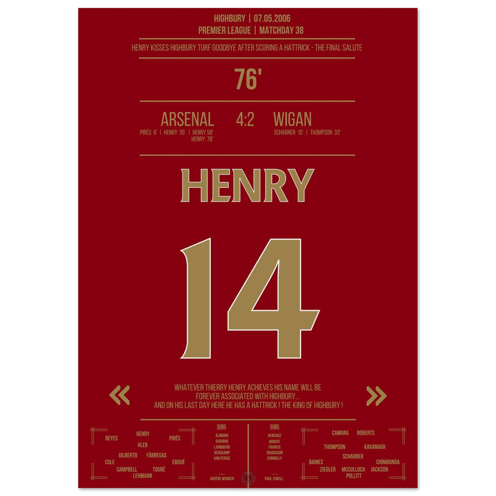 Thierry Henry Hattrick Ultima Partita A Highbury Arsenal - Wigan - L'Ultimo Saluto