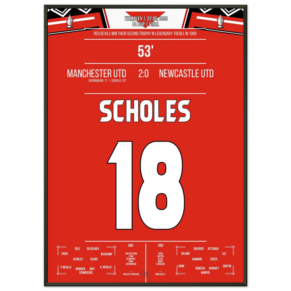 Scholes marca en el triunfo de la Copa del United en Wembley durante la temporada del triplete.