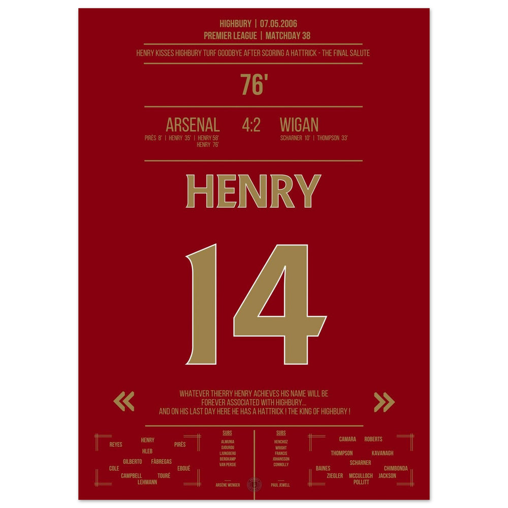 Thierry Henry Hattrick Ultima Partita A Highbury Arsenal - Wigan - L'Ultimo Saluto