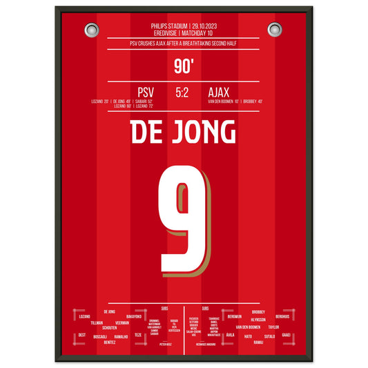 PSV's 5-2 Kantersieg gegen Ajax in 2023 50x70-cm-20x28-Schwarzer-Aluminiumrahmen