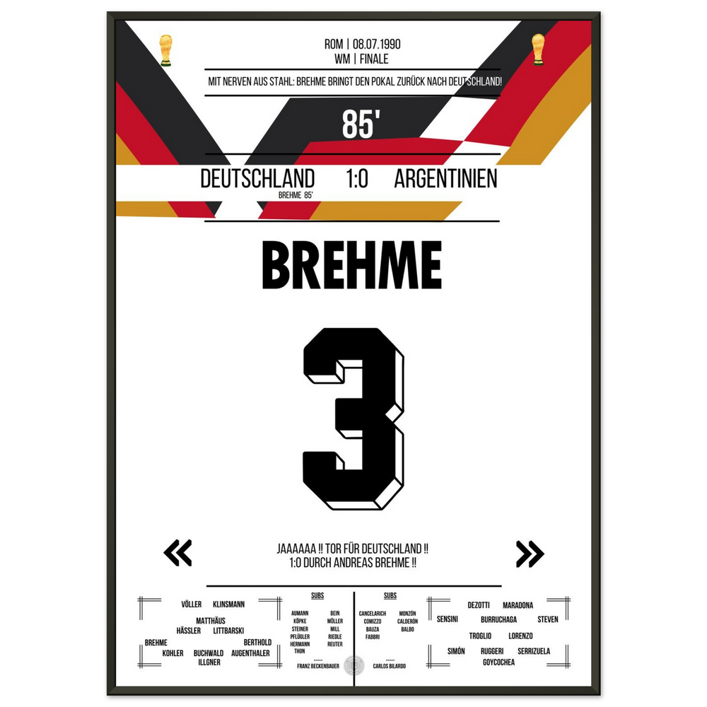 Il rigore di Brehme contro l'Argentina nella finale dei Mondiali del 1990