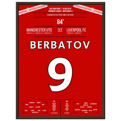 Berbatov-Hattrick versenkt die Reds im Derby 2010 45x60-cm-18x24-Schwarzer-Aluminiumrahmen