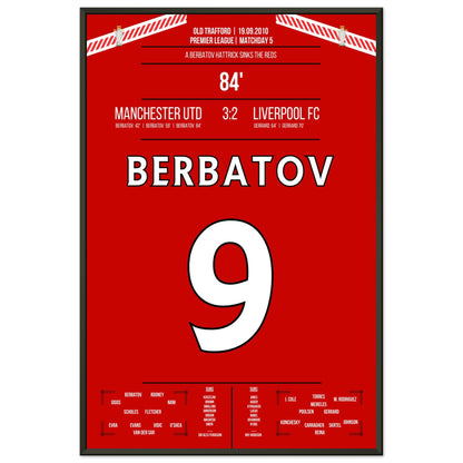 Berbatov-Hattrick versenkt die Reds im Derby 2010 60x90-cm-24x36-Schwarzer-Aluminiumrahmen