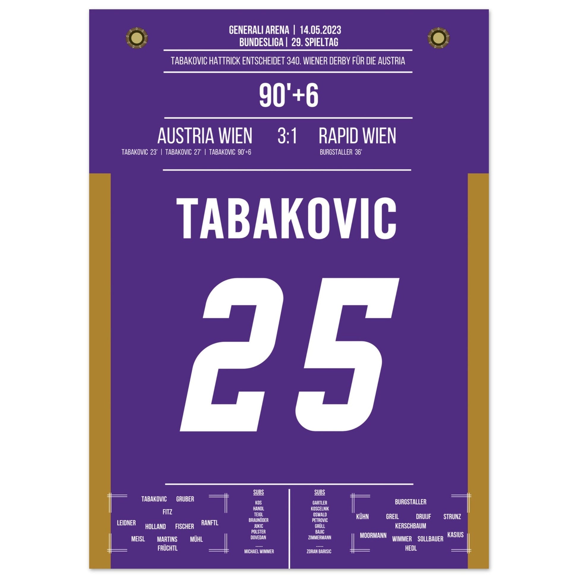 Hattrick von Tabakovic im 340. Wiener Derby 50x70-cm-20x28-Ohne-Rahmen