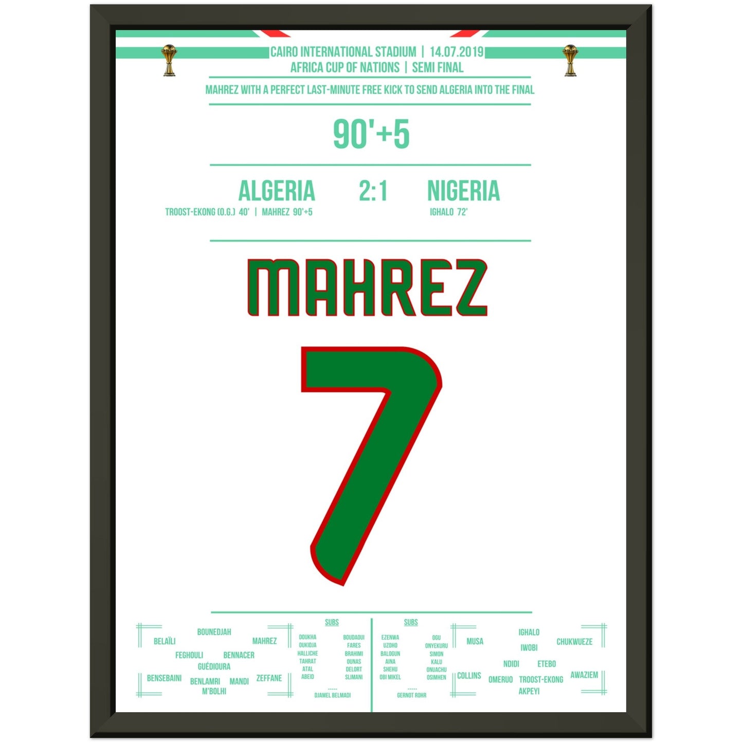 Mahrez's dream free-kick in the last minute of the Africa Cup semi-final.