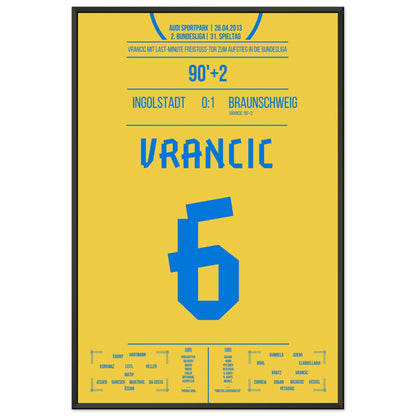 Vrancic's Freistoss-Treffer zum Bundesliga-Aufstieg 2013 60x90-cm-24x36-Schwarzer-Aluminiumrahmen
