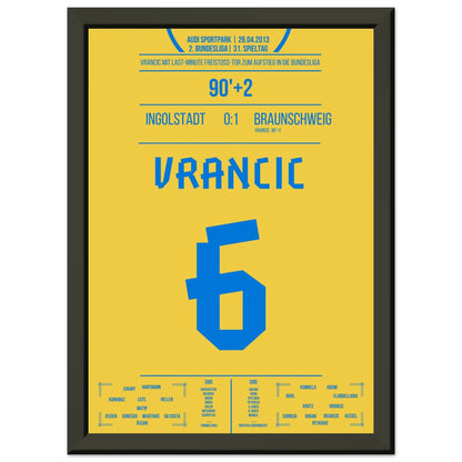 Vrancic's Freistoss-Treffer zum Bundesliga-Aufstieg 2013 A4-21x29.7-cm-8x12-Schwarzer-Aluminiumrahmen