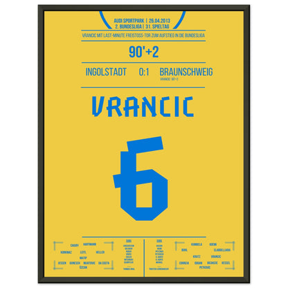 Vrancic's Freistoss-Treffer zum Bundesliga-Aufstieg 2013 45x60-cm-18x24-Schwarzer-Aluminiumrahmen